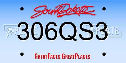 306QS3 South Dakota License Plate