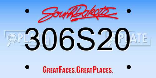 306S20 South Dakota License Plate