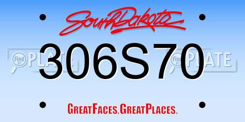 306S70 South Dakota License Plate