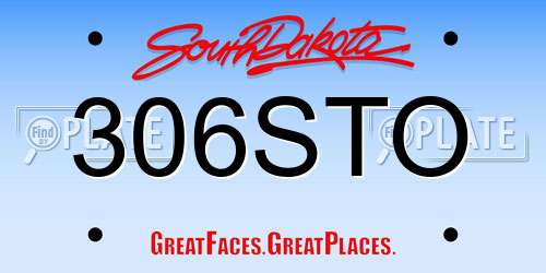 306STO South Dakota License Plate