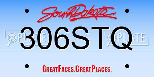 306STQ South Dakota License Plate