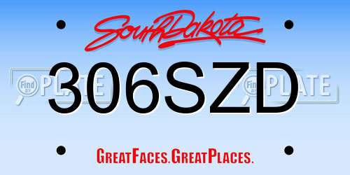 306SZD South Dakota License Plate