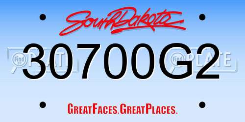 30700G2 South Dakota License Plate