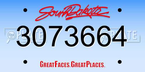3073664 South Dakota License Plate
