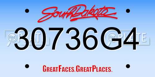 30736G4 South Dakota License Plate