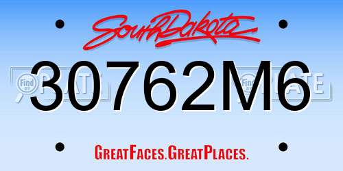 30762M6 South Dakota License Plate