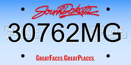30762MG South Dakota License Plate