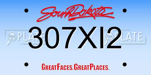 307XI2 South Dakota License Plate