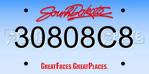 30808C8 South Dakota License Plate