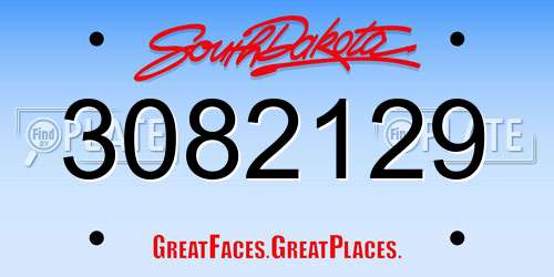 3082129 South Dakota License Plate