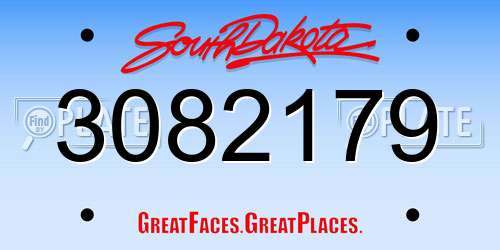 3082179 South Dakota License Plate