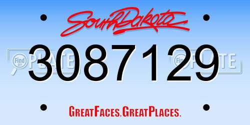 3087129 South Dakota License Plate