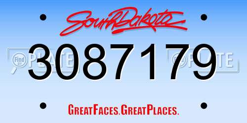 3087179 South Dakota License Plate