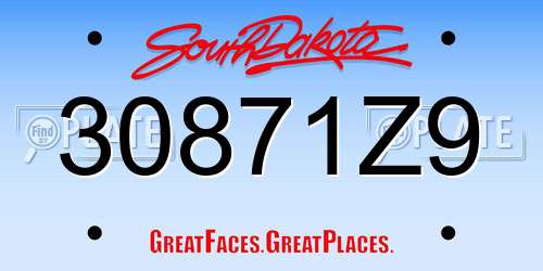 30871Z9 South Dakota License Plate