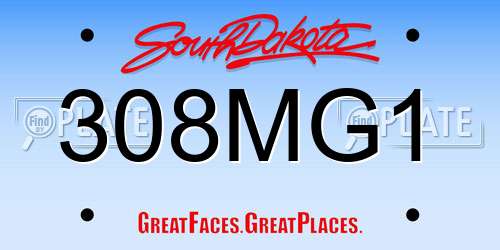 308MG1 South Dakota License Plate