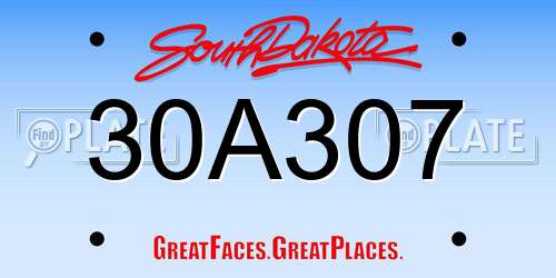 30A307 South Dakota License Plate