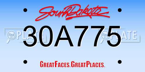 30A775 South Dakota License Plate