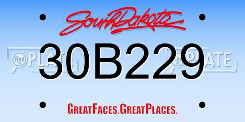 30B229 South Dakota License Plate