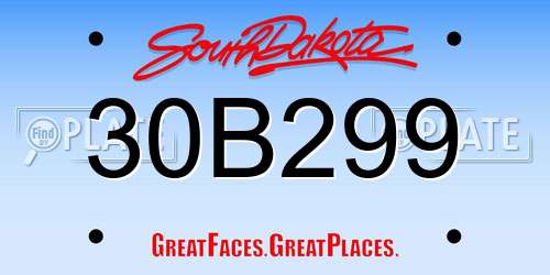 30B299 South Dakota License Plate
