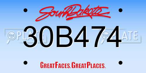 30B474 South Dakota License Plate