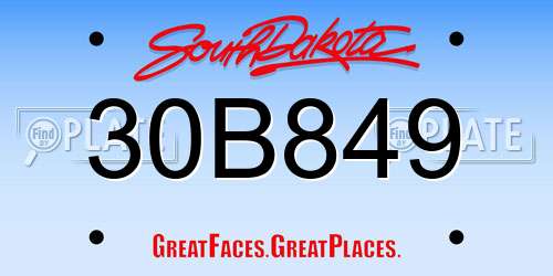 30B849 South Dakota License Plate