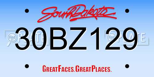 30BZ129 South Dakota License Plate