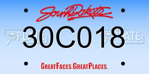 30C018 South Dakota License Plate