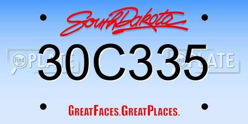30C335 South Dakota License Plate