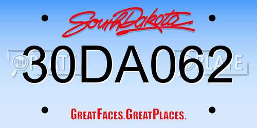 30DA062 South Dakota License Plate