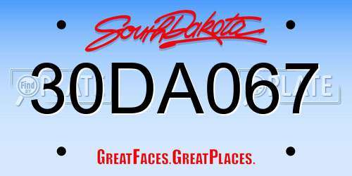 30DA067 South Dakota License Plate