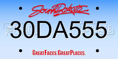 30DA555 South Dakota License Plate