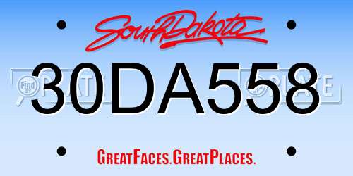 30DA558 South Dakota License Plate