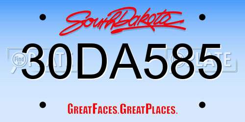 30DA585 South Dakota License Plate