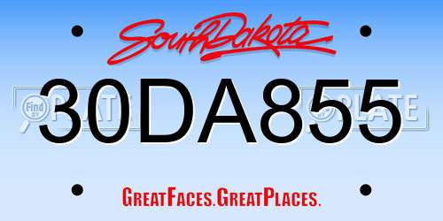 30DA855 South Dakota License Plate