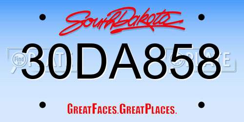 30DA858 South Dakota License Plate