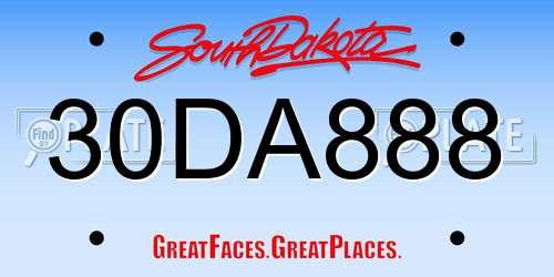 30DA888 South Dakota License Plate