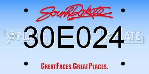 30E024 South Dakota License Plate