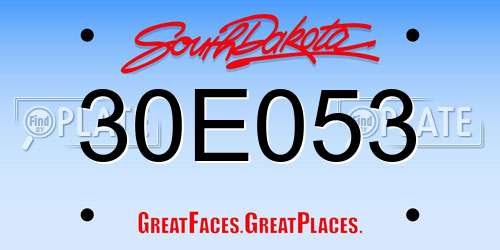 30E053 South Dakota License Plate