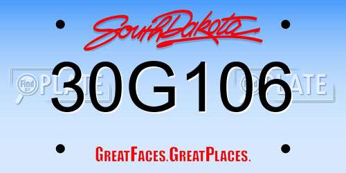30G106 South Dakota License Plate