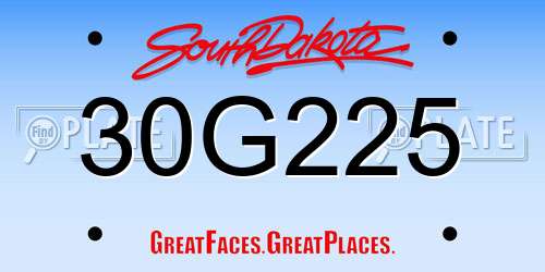 30G225 South Dakota License Plate