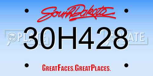 30H428 South Dakota License Plate
