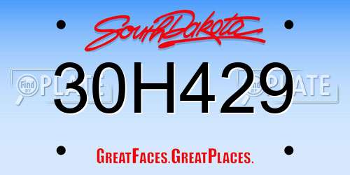 30H429 South Dakota License Plate