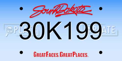 30K199 South Dakota License Plate