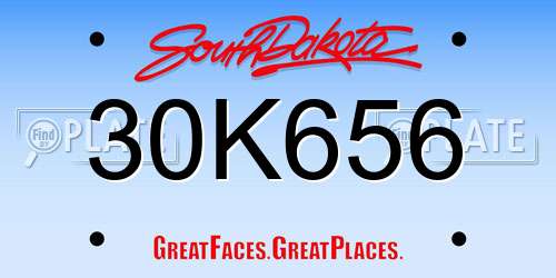 30K656 South Dakota License Plate