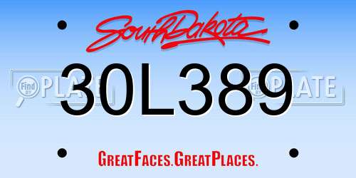 30L389 South Dakota License Plate