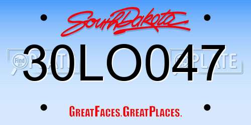 30LO047 South Dakota License Plate