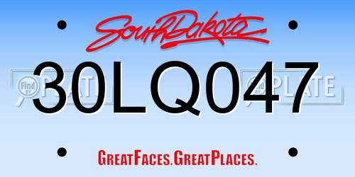 30LQ047 South Dakota License Plate