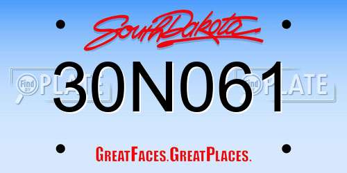 30N061 South Dakota License Plate