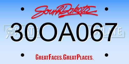 30OA067 South Dakota License Plate