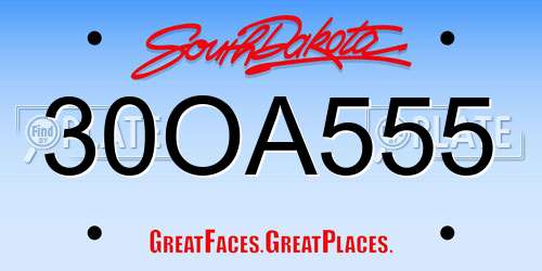 30OA555 South Dakota License Plate